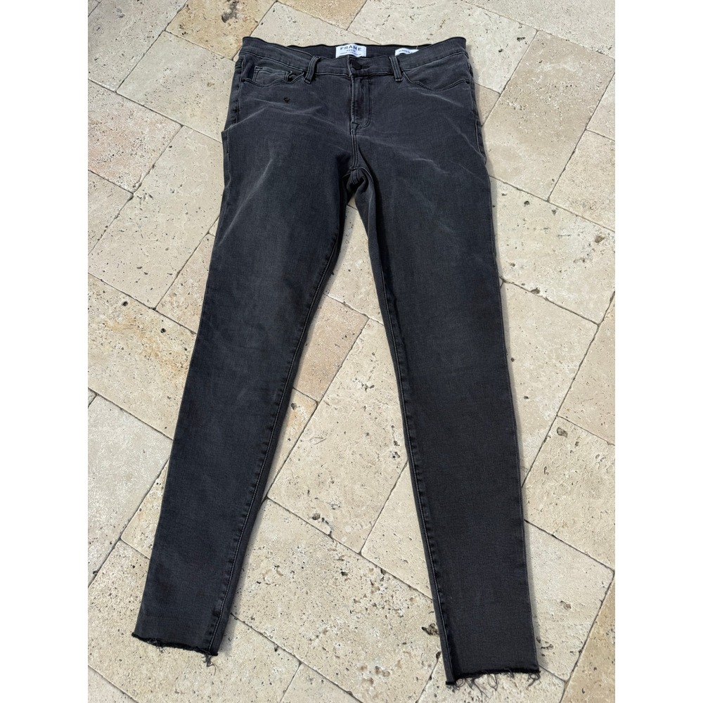 Frame Le Skinny de Jeanne Charcoal Gray Raw Hem Skinny Jeans Size 31